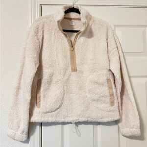 Cream Sherpa Half-Zip Jacket - Medium